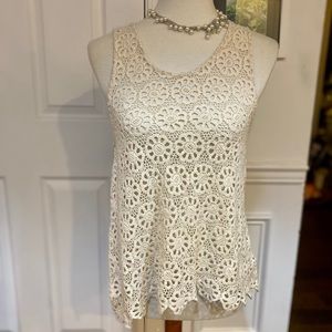 Pins and Needles, Anthro. Crochet Lace Tank Top, M